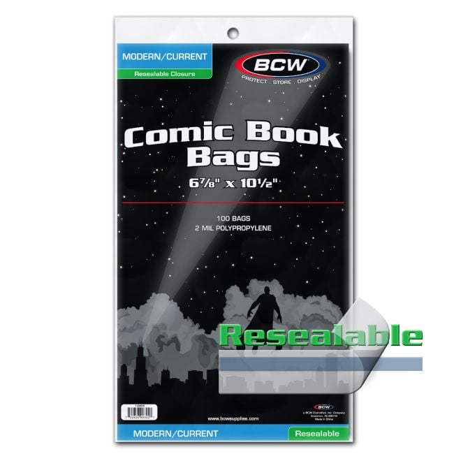 BCW Resealable Current/Modern Comic Bags, 100 pack